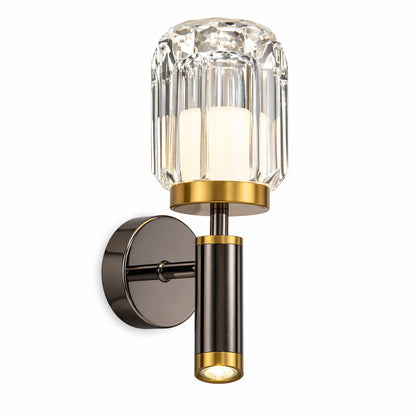 Murphy Opal Crystal 6+3W LED Wall Light with Spot Light, 3C Color Changing (Warm/Natural/Cool White), Gunmetal Golden Finish, Metal & Glass Wall Lamp, BIS Approved, 2 Year Warranty