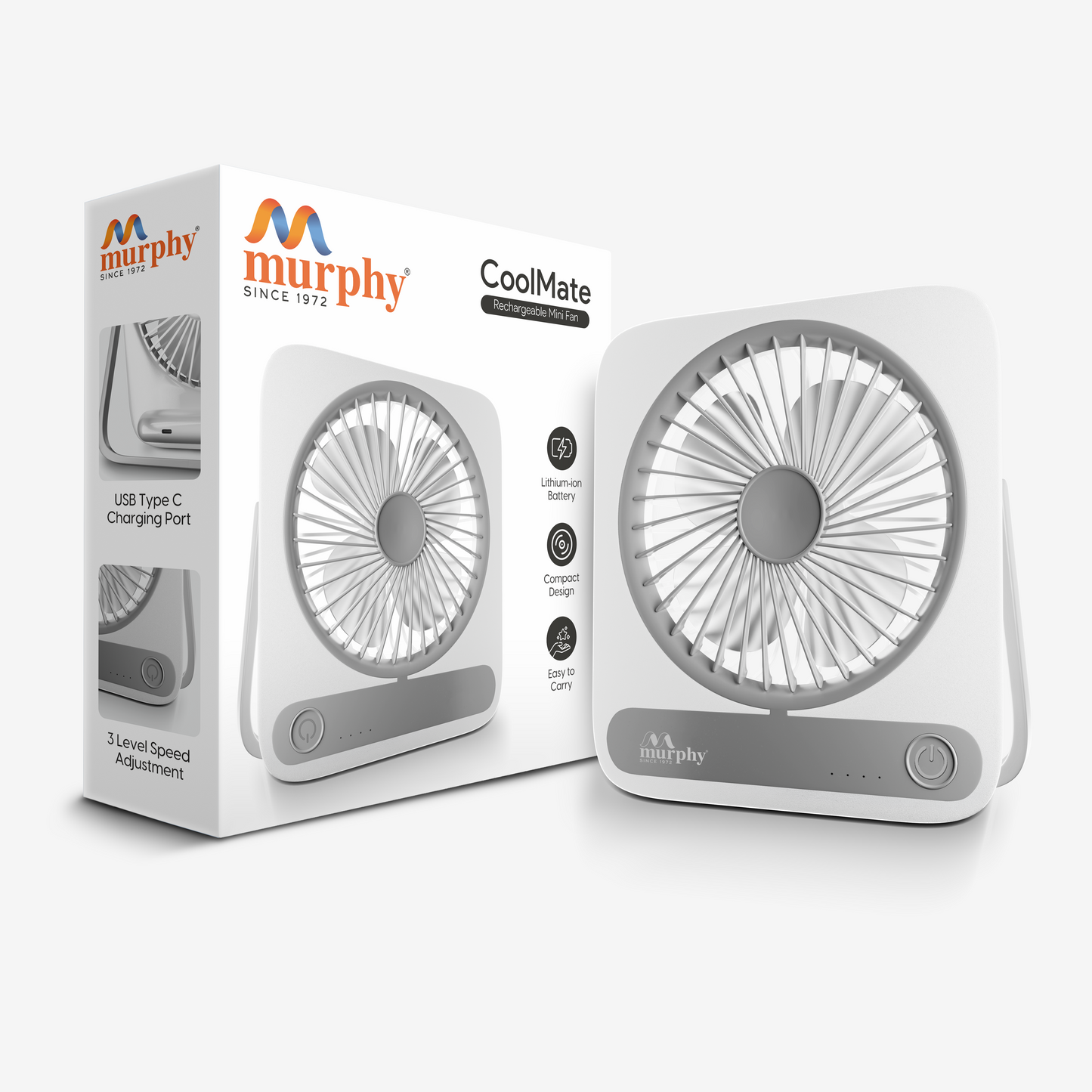 Murphy CoolMate Rechargeable Mini Fan | Portable Desk Fan