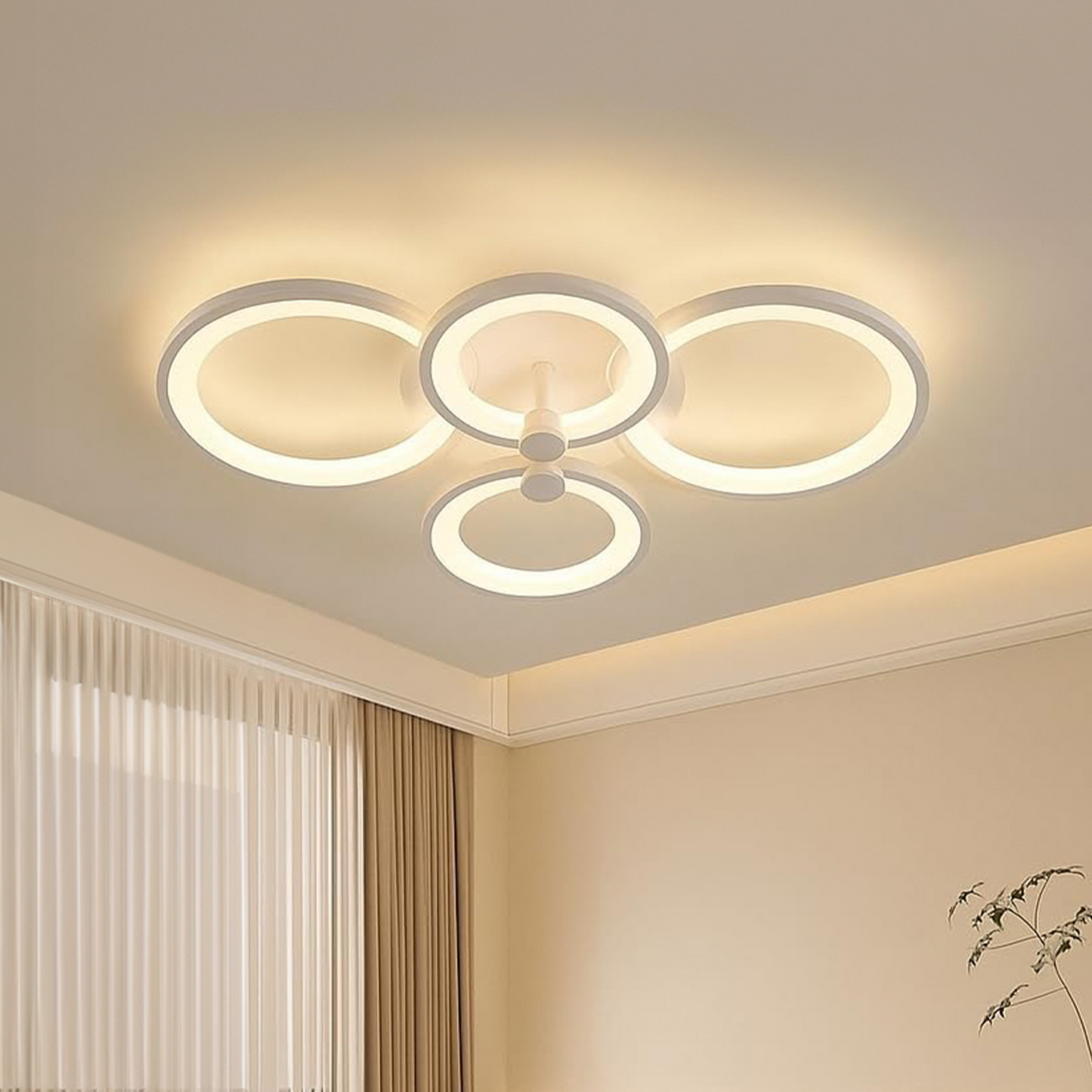 Murphy LED Ceiling Light | 40W 3 Color (Warm/Natural/Cool) | Geometric Flush Mount Acrylic Light for Living Room, Bedroom, Dining Room & Hallway