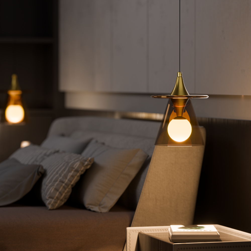 Murphy ORBELLA Pendant 6W LED Hanging Light | 3C Color Changing Warm/Natural/Cool White | Golden Finish Metal & Acrylic | Ceiling Lamp | BIS Approved | 2 Year Warranty