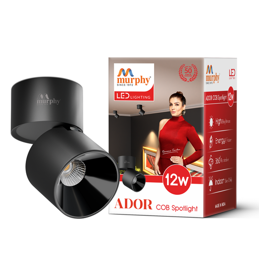 Murphy 12W Ador Black Body 360 Degree Adjustable LED Surface COB Surface Light