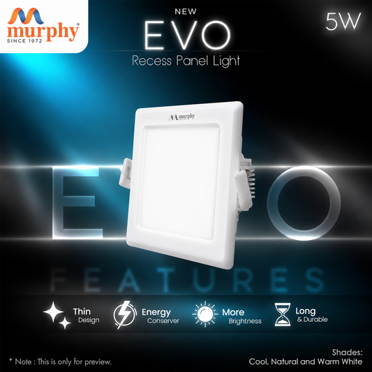 Murphy 5W Evo Square Recess Panel Light