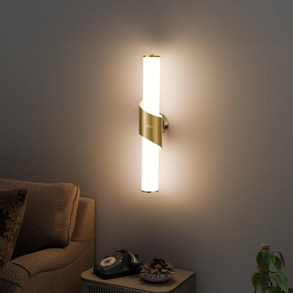 Murphy ALIX 18W LED Wall Lamp, 3C Color Changing (Cool White/Warm White/Neutral White), Golden Finish with Smoky Acrylic, Modern Wall Sconce for Bedroom, Living Room & Bedside