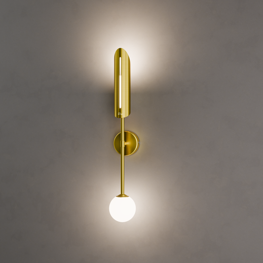 Murphy Alaris Brass LED Wall Light 12W | Gold Decorative Wall Lamp | 3 in 1 White Color Modes | Aluminium Body | Indoor Designer Wall Light | 2 Year Warranty