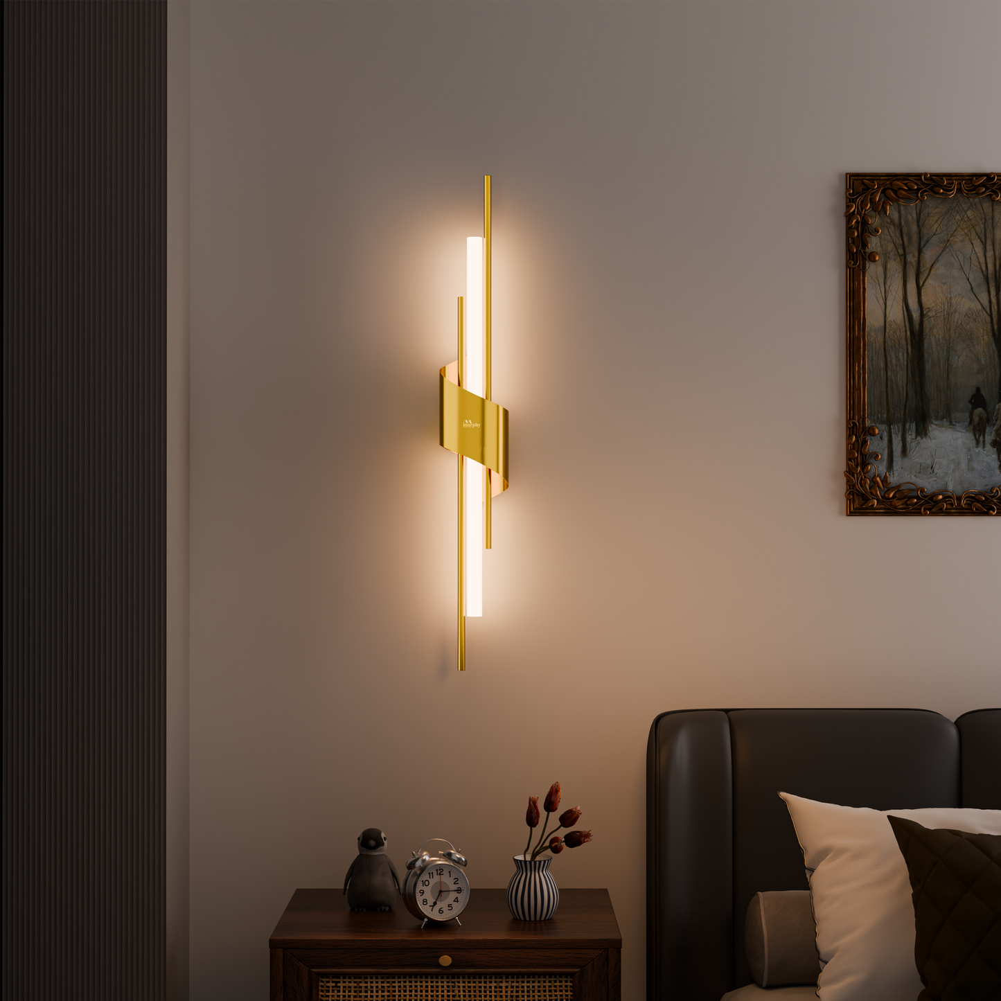 Murphy Auric Twist 12W Decorative LED Wall Lamp | Warm White Wall Light | Premium Gold Finish | Modern Wall Sconce for Living Room, Bedroom & Hallway | 2 Year Warranty