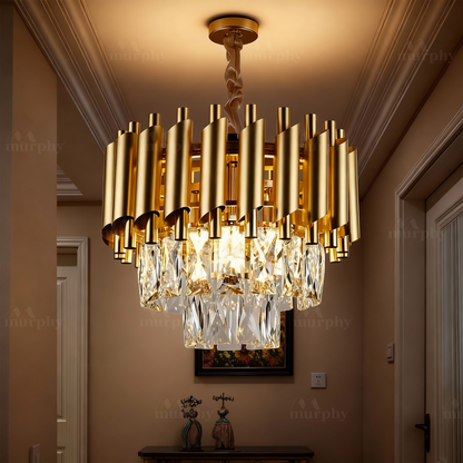 Murphy Golden Mamba Crystal Pendant Light | Luxury Chandelier | Crystal Tube Design | Premium Ceiling Light