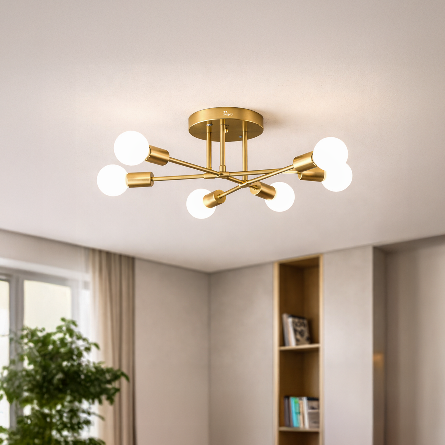 Murphy 6-Light Modern Gold Chandelier Ceiling Light | E27 Bulb Compatible Metal Fixture for Living Room, Bedroom & Dining Area (Bulb Not Included)