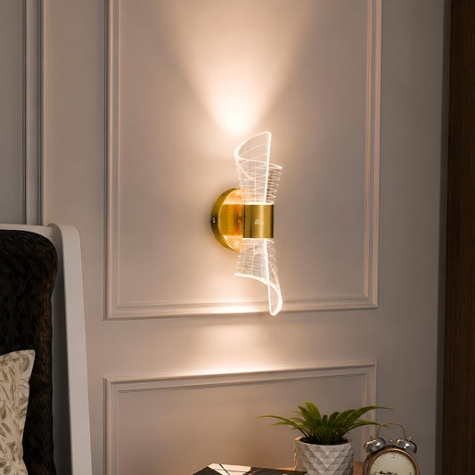 Murphy Flame ARC 10W LED Wall Light, 3C Color Changing (Warm/Natural/Cool White), Golden Finish, Acrylic & Metal Wall Lamp for Bedroom & Living Room, BIS Approved, 2 Year Warranty