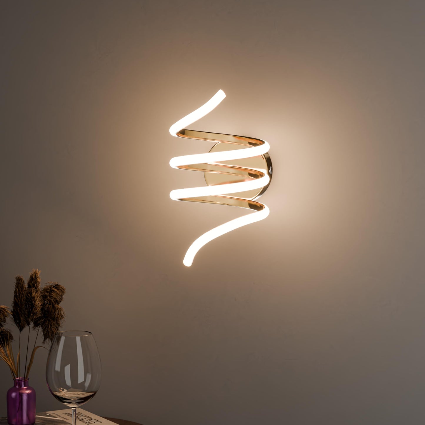Murphy LED Spiro Wall Lamp| 15W Modern Spiral Wall Sconce with 3 Color Change | Warm White Natural White Cool White | Premium French Gold Aluminium Body | 2 Year Warranty