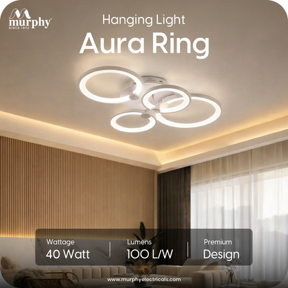 Murphy LED Ceiling Light | 40W 3 Color (Warm/Natural/Cool) | Geometric Flush Mount Acrylic Light for Living Room, Bedroom, Dining Room & Hallway