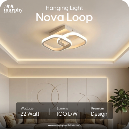 Murphy 22W LED Ceiling Light | Square Flush Mount | 3 Colour Change (Warm, Natural, Cool)