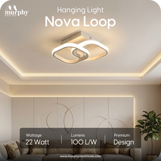 Murphy 22W LED Ceiling Light | Square Flush Mount | 3 Colour Change (Warm, Natural, Cool)
