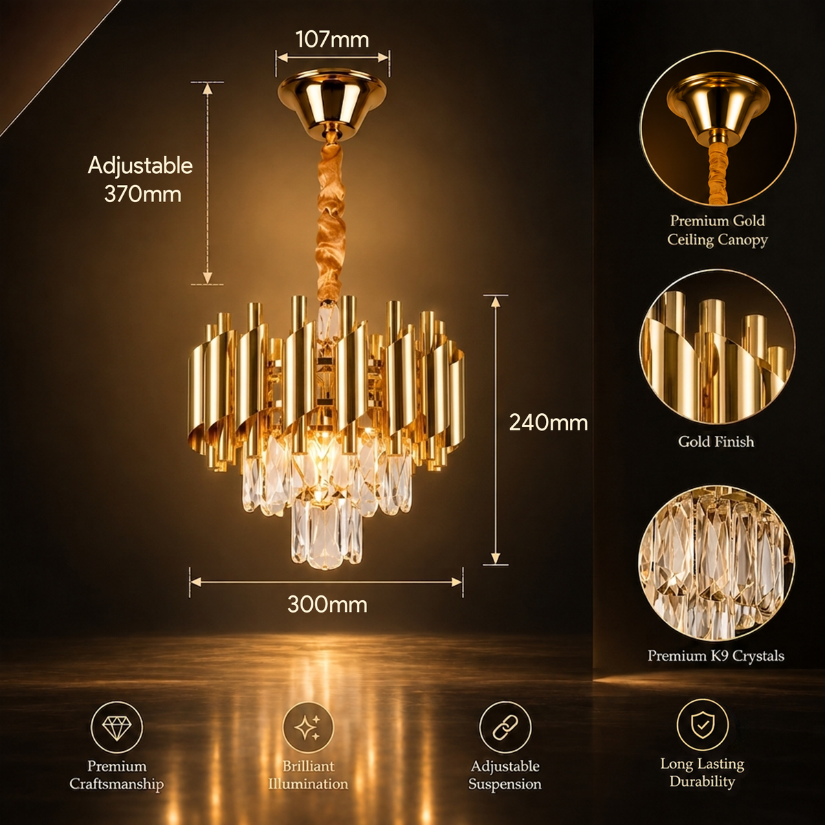 Murphy Golden Mamba Crystal Pendant Light | Luxury Chandelier