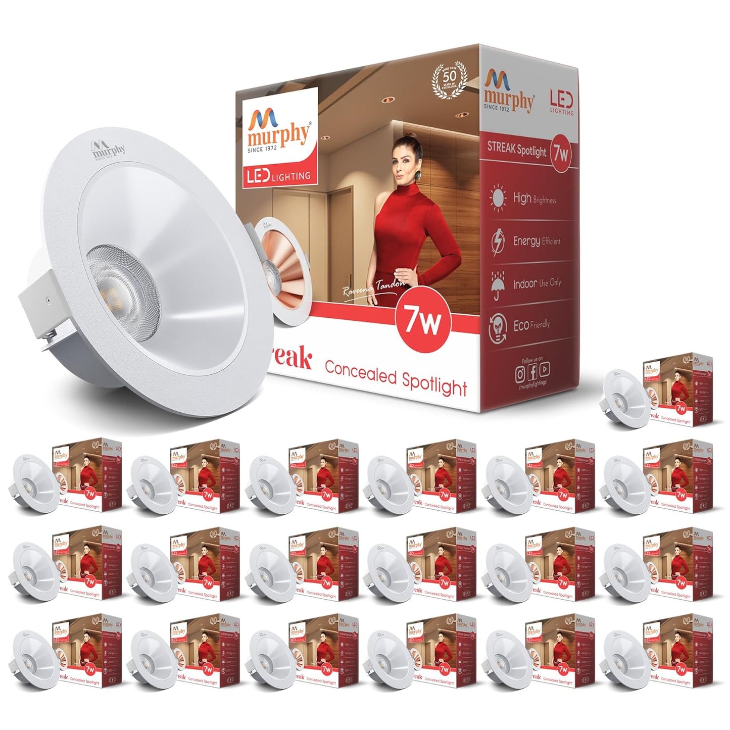 Murphy 7W Streak LED Down Light WH+White Finish Bulb Down Light