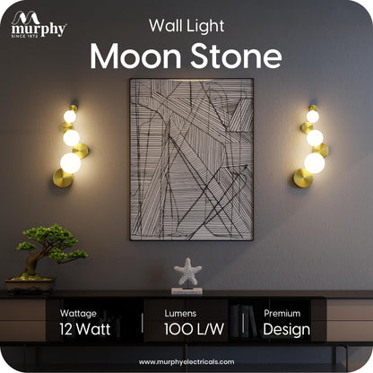 Murphy Moon Stone 12W LED Wall Light | 3 Color | Gold Finish |