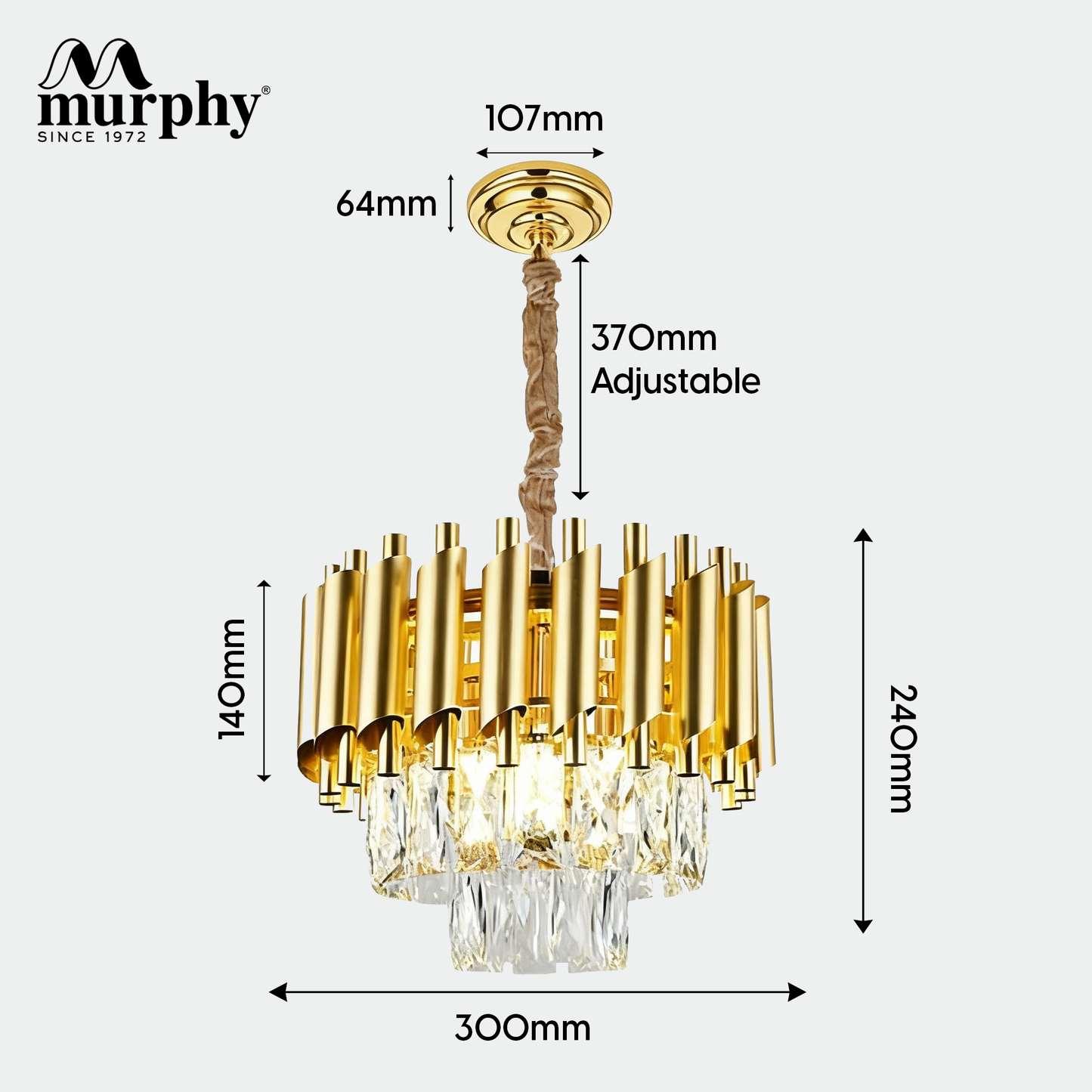 Murphy Golden Mamba Crystal Pendant Light | Luxury Chandelier | Crystal Tube Design | Premium Ceiling Light