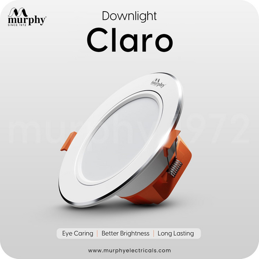 Murphy Claro 9W Concealed LED Downlight Aluminium Finish | Eye-Caring & Long-Lasting Brightness | 2 Years Warranty | Suited for 3 Inch Junction Box