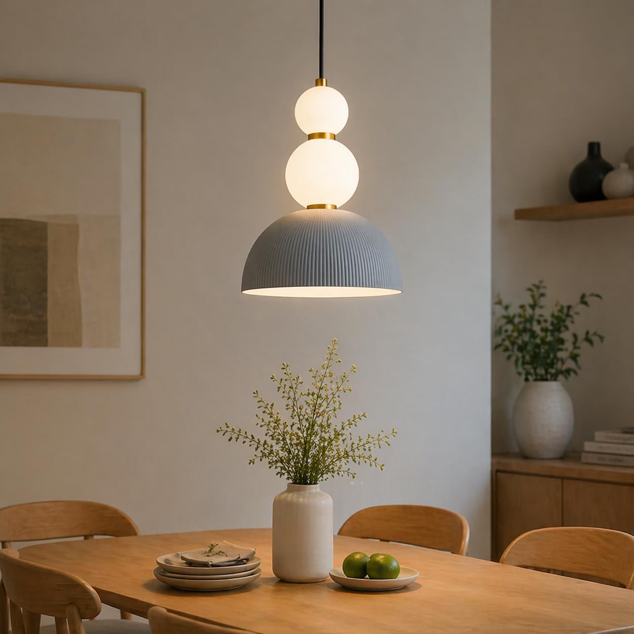 Murphy Pearl Drop 12W LED Pendant Light | 3C Color Changing Warm/Natural/Cool White | Golden Grey Finish | Adjustable Hanging Ceiling Lamp | BIS Approved | 2 Year Warranty