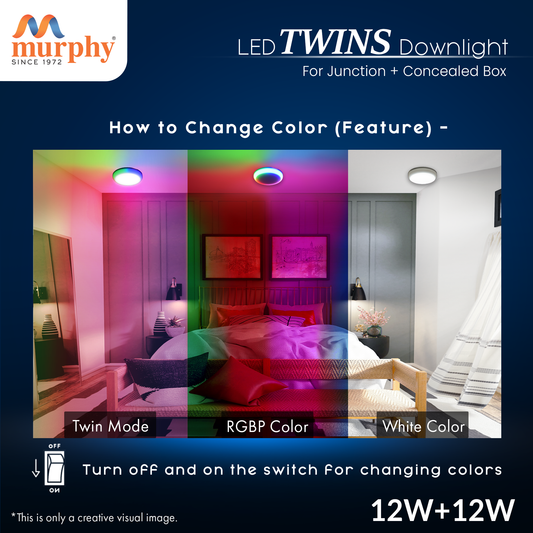 Murphy 12W+12W Twins LED Double Color Concealed+Junction Box Down Light