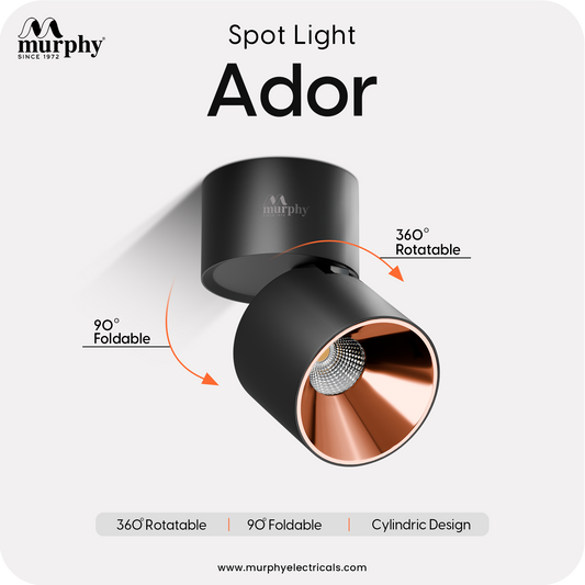 Murphy Ador 6W LED Surface COB Spot Light | Rose Gold Reflector | Warm White | 360° Rotatable & 90° Adjustable | Aluminium Body | 4kV Surge Protection | BIS Approved | 2 Year Warranty
