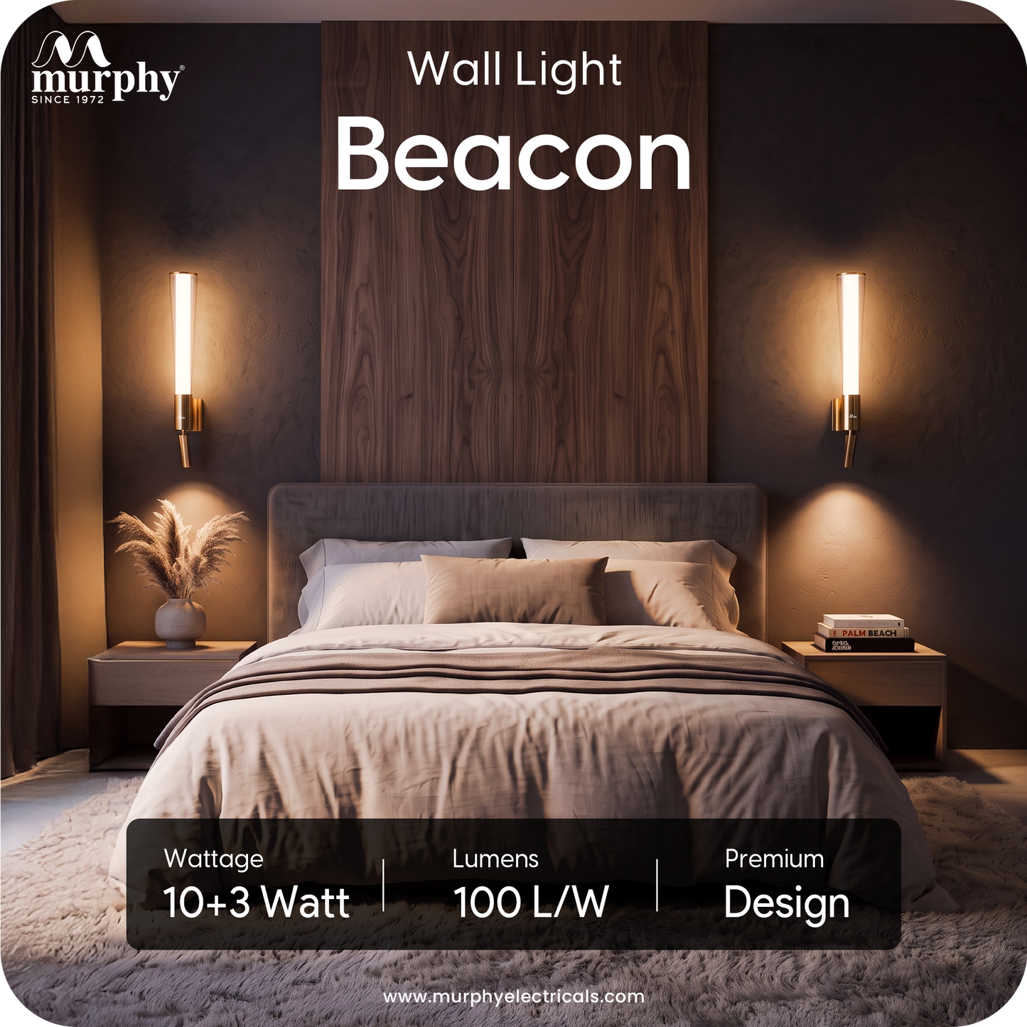 Murphy DualGlow 15W (10W+5W) Wall Light | 3 Color | Gold Finish | With Adjustable Reading Spotlight