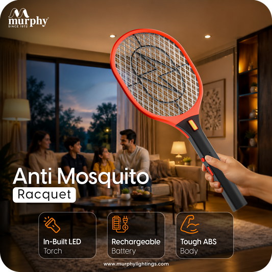 Murphy Anti Mosquito Racket with LED Torch | Rechargeable Electric Mosquito Bat | High Power Insect Killer Racket | 6 Months Warranty | Made in India