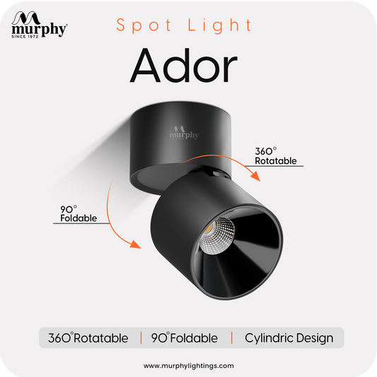 Murphy 12W Ador Black Body 360 Degree Adjustable LED Surface COB Surface Light