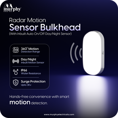 Murphy 10W Motion Sensor Bulkhead Light with Auto Day/Night On-Off Sensor