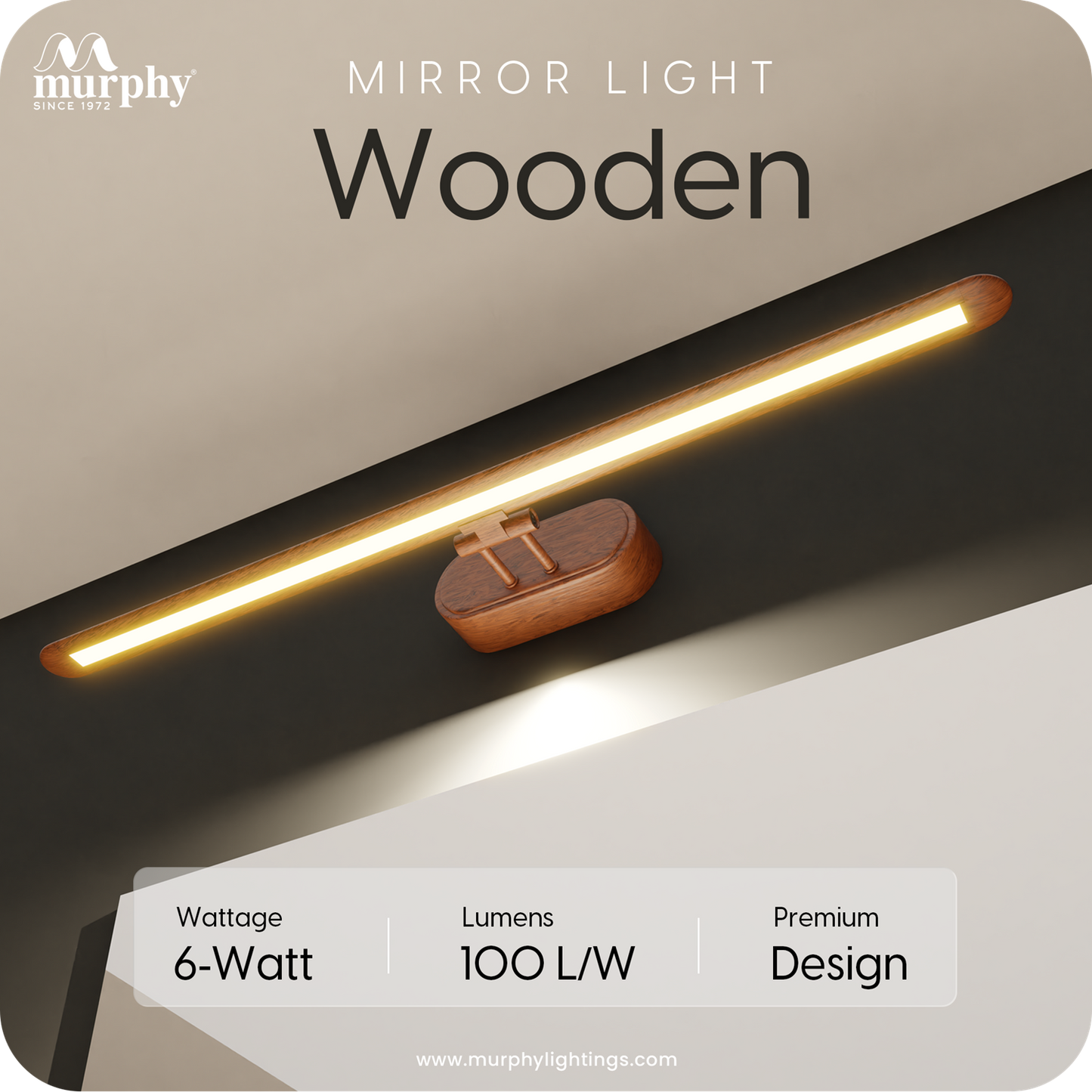 Murphy 6W 3-IN-1 Wooden Finish Mirror Light