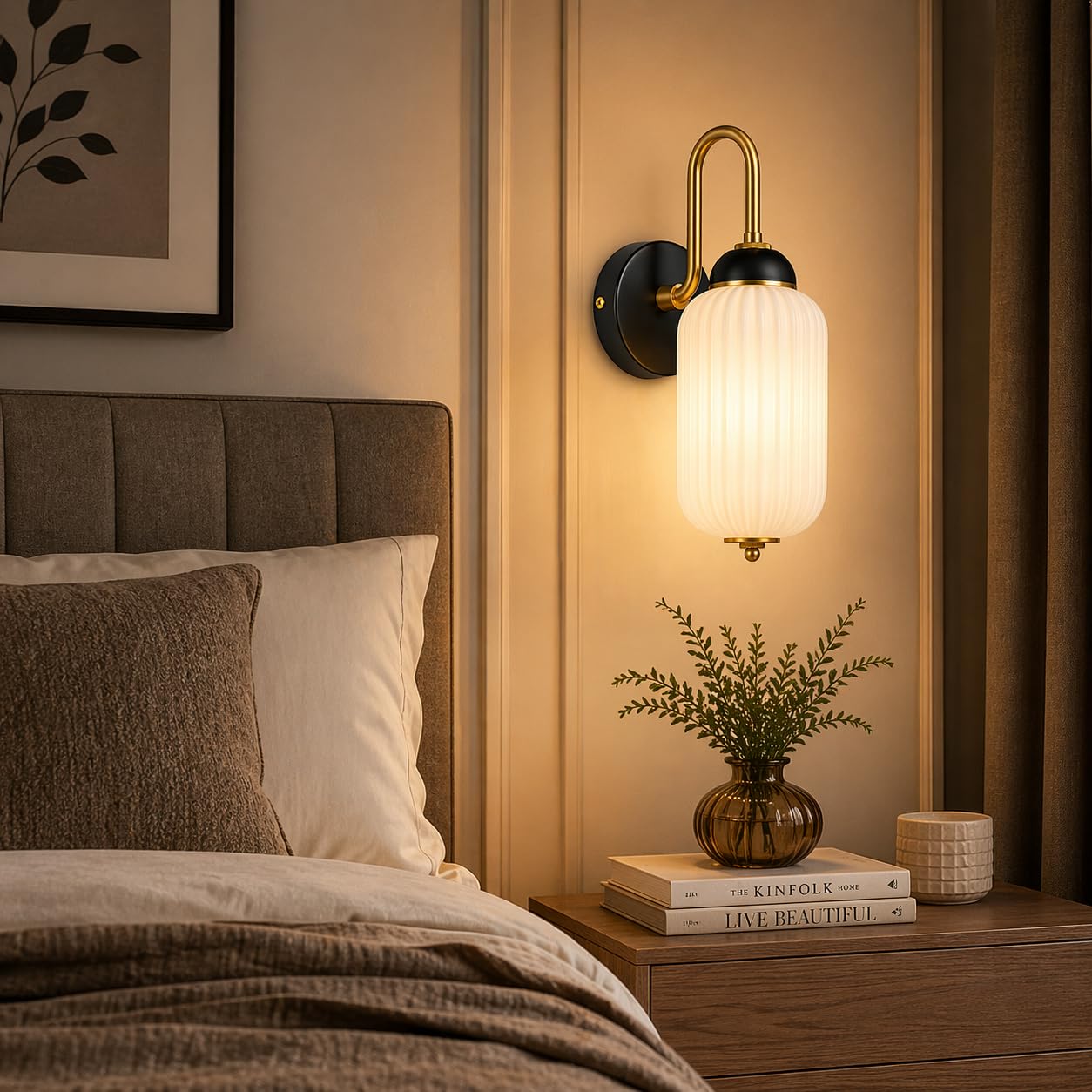 Murphy ELVO 9W LED Wall Down Light, 3C Color Changing (Warm/Neutral/Cool White), Golden Black, Acrylic & Metal Wall Lamp for Bedroom & Living Room, BIS Approved, 2 Year Warranty