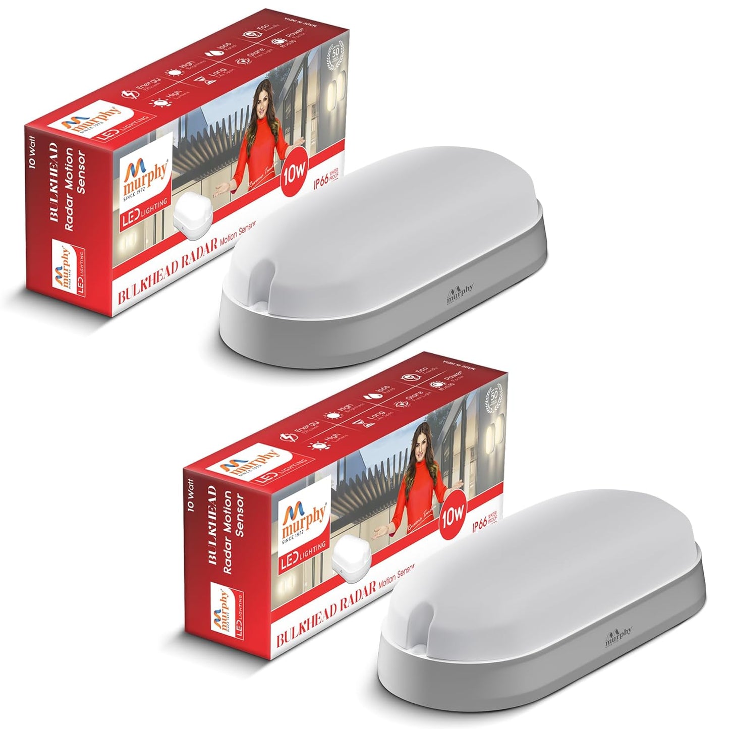 Murphy 10W Rechargeable LED Bulkhead Wall Lamp | 4-Hour Backup | IP66 Waterproof Oval Light for Outdoor, Garden, Balcony, Bathroom | Cool White | Wall Mount | 6-Month Warranty