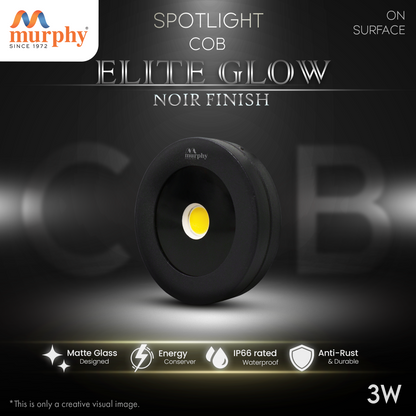 Murphy 3W Elite Glow Noir Waterproof Round LED Surface Cabinet Down Light