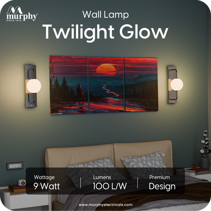 Murphy Twilight Glow 9W Wall Light | 3-in-1 Color Changing LED (Warm White/Cool White/Natural White) with 2-Year Warranty | Modern Premium Lamp