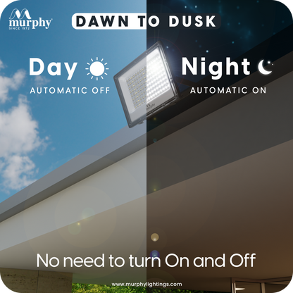 Murphy Stellar 200W LED Flood Light with Auto Day/Night Sensor | 6500K Cool White  Surge Protected | High Lumen Outdoor Light