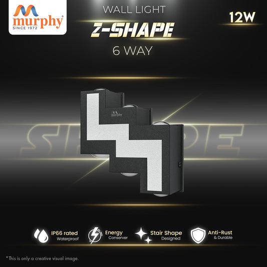 Murphy 12W 6Way Aluminium Led Luxurious Indoor & Outdoor Step Type Up/Down Wall Light Warm White, Shockproof & Rustproof Alluminium Body (3 Up & 3 Down Step)