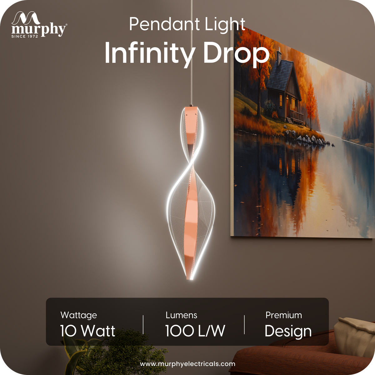 Murphy Infinity Drop 10W Pendant Light | 3 Colour Changing