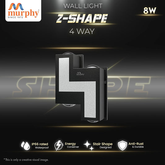 Murphy 8W 4Way Step Type Up/Down Wall Light Warm White, Alluminium Body (2 Up & 2 Down Step)