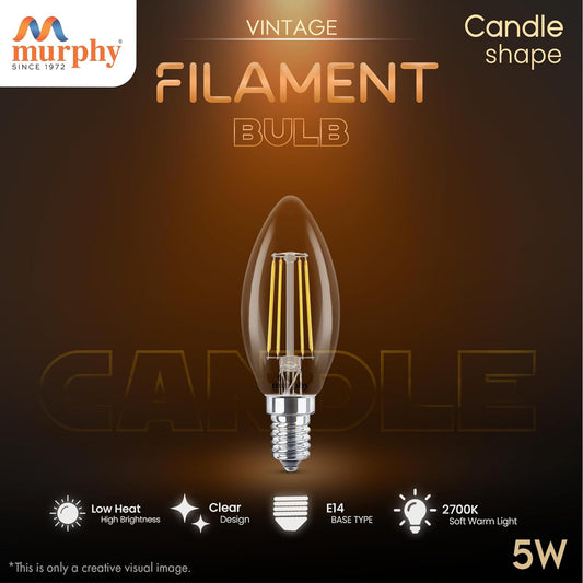 Murphy 5-watt Candle Shape Filament Candle LED Bulb Home & Decoration Bulb Base: E14