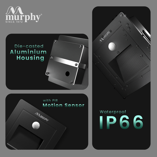 Murphy 3W LED Foot Wall Light With Sensor - RECESS
