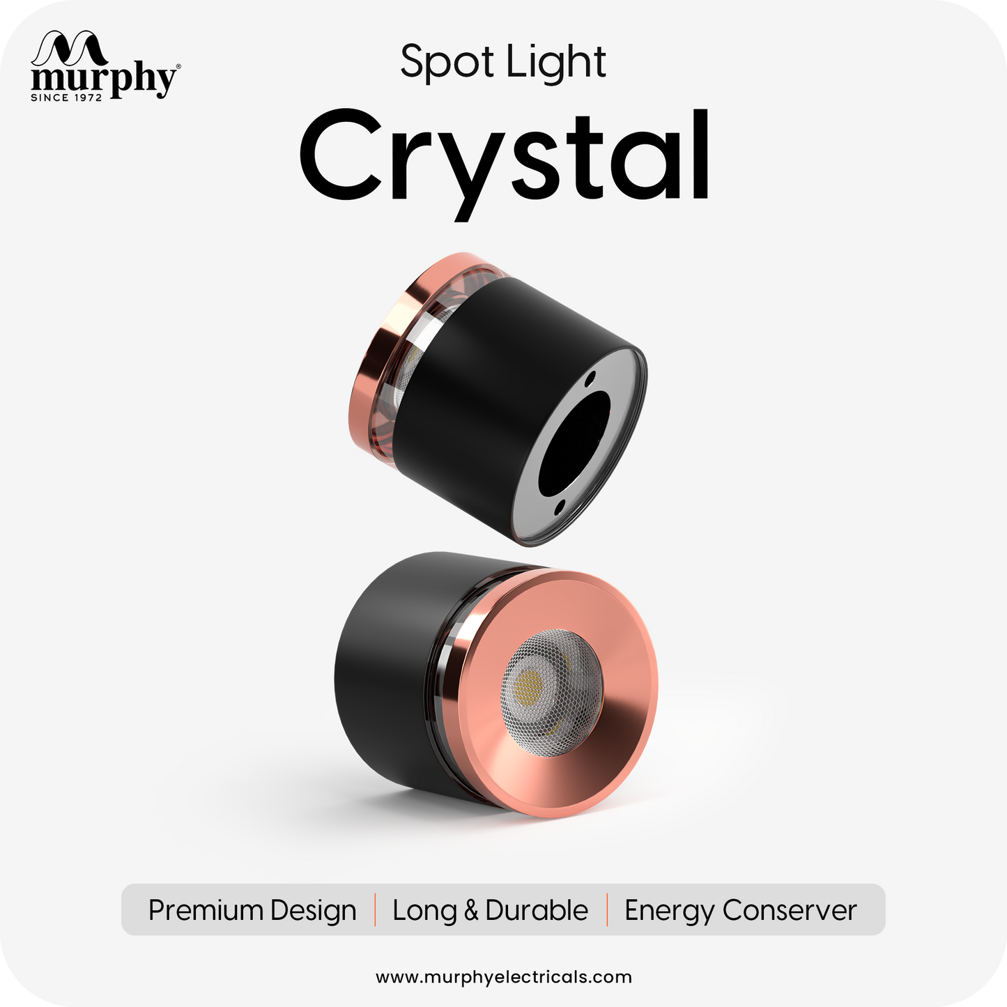 Murphy 3W Crystal Black Rose Gold Cylindrical COB Surface Light