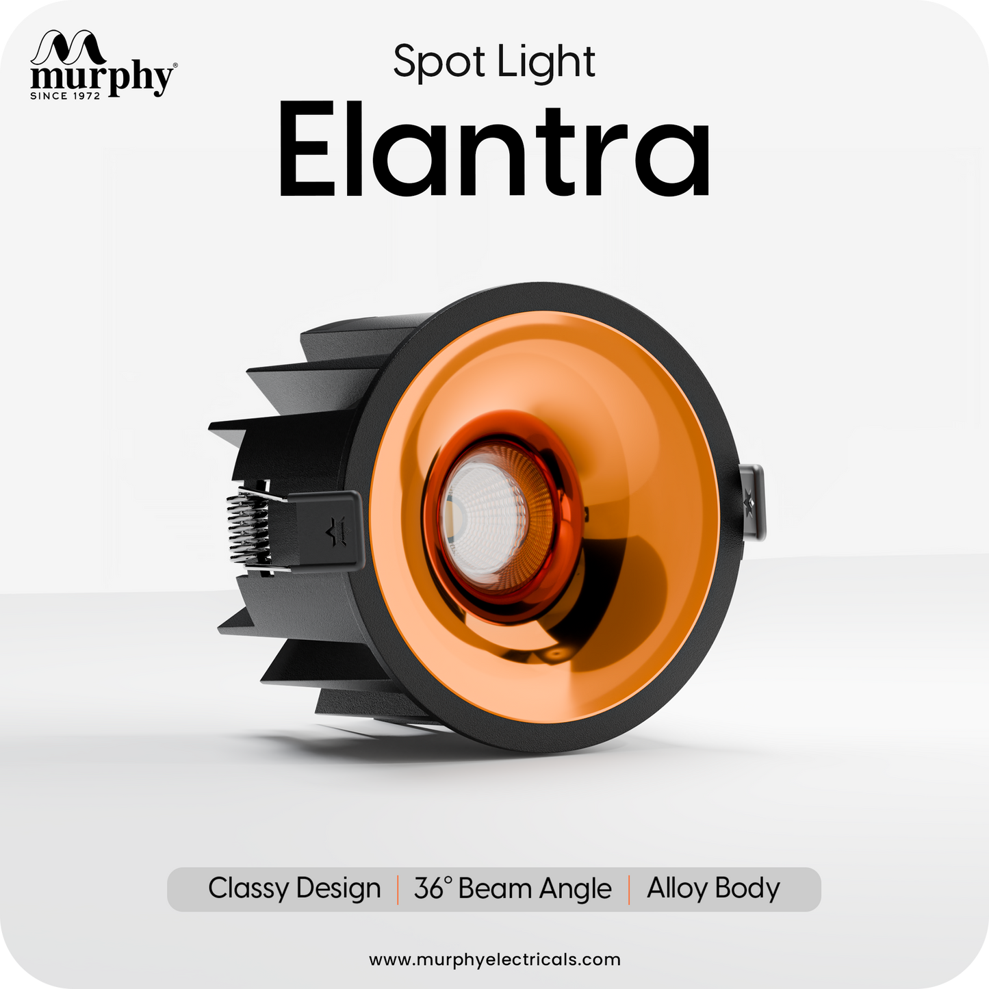 Murphy Elantra 12W COB LED Downlight | Rose Gold Reflector | Warm White Recessed Spot Light | Aluminium Housing | Heat Dissipation| 700 Lumens | BIS Approved | 2 Year Warranty