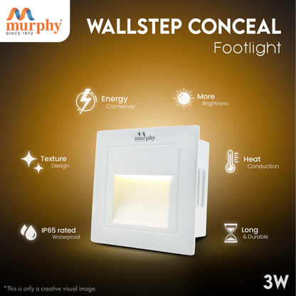 Murphy 3W LED Foot Wall Step Concealed Light - Recess-White Body