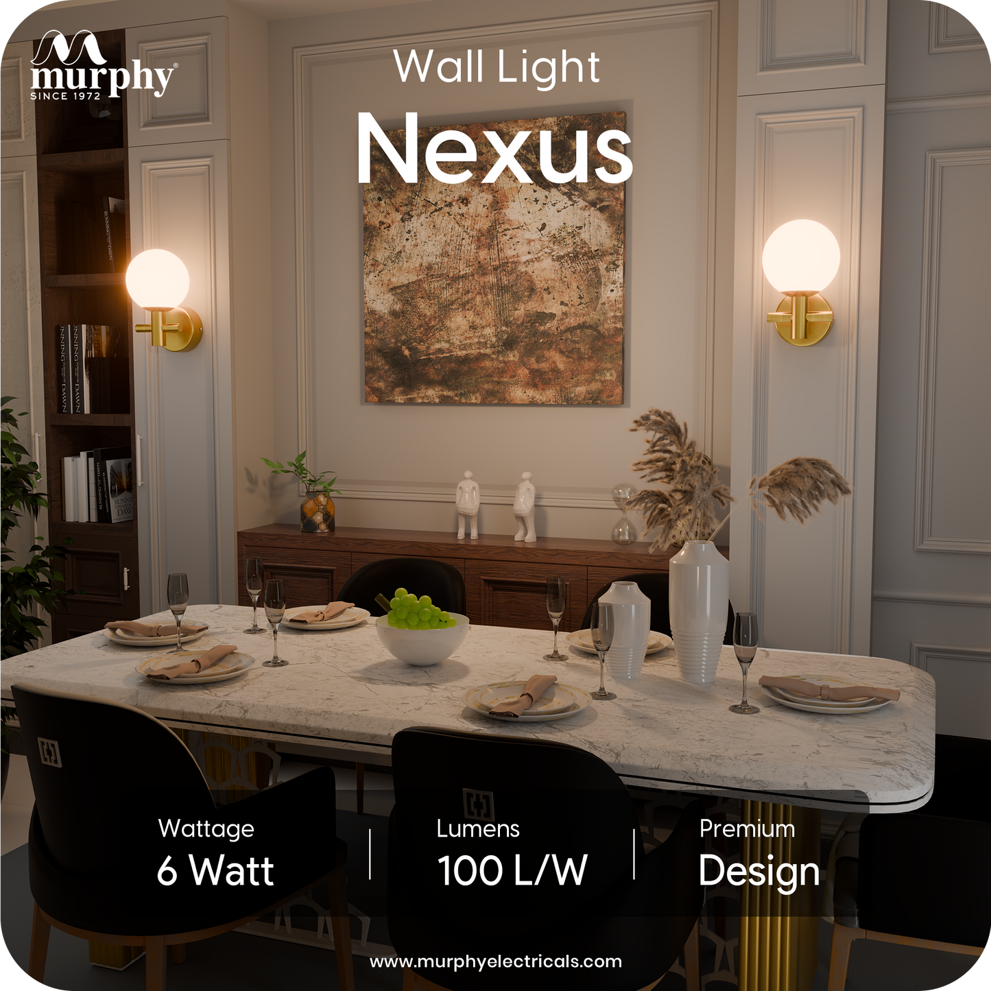 Murphy Nexus 6W Decorative Wall Light | 3 Color | Gold |