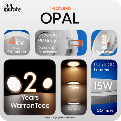 Murphy 15W OPAL 3-IN-1 Color Changing Round Recess Panel Light : CW+WW+NW