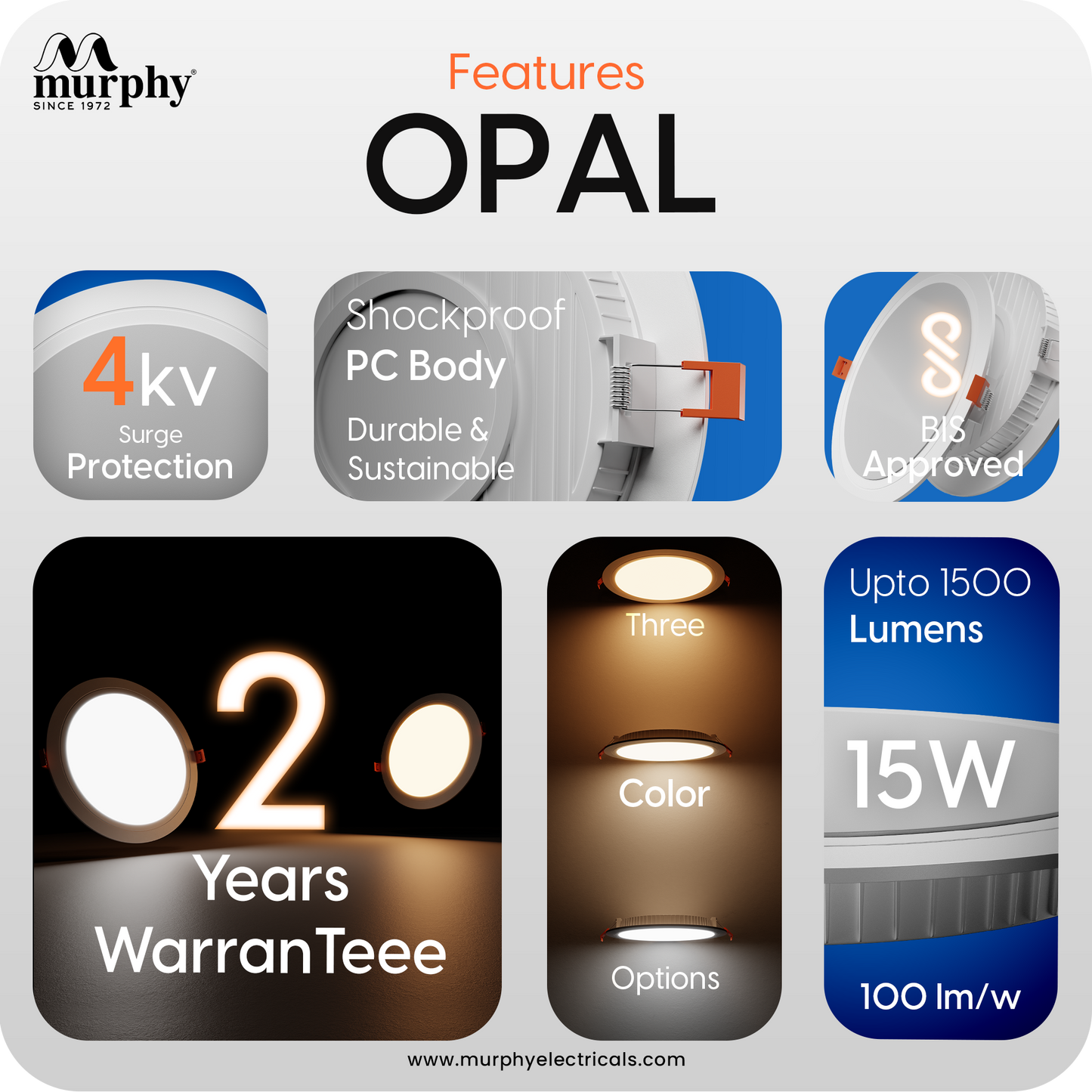 Murphy 15W OPAL Round Recess Panel Light
