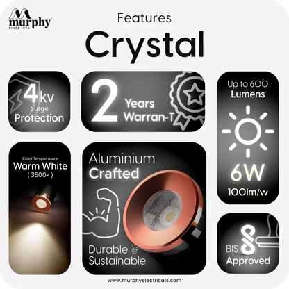Murphy 6W Crystal Black Rose Gold Cylindrical COB Surface Light