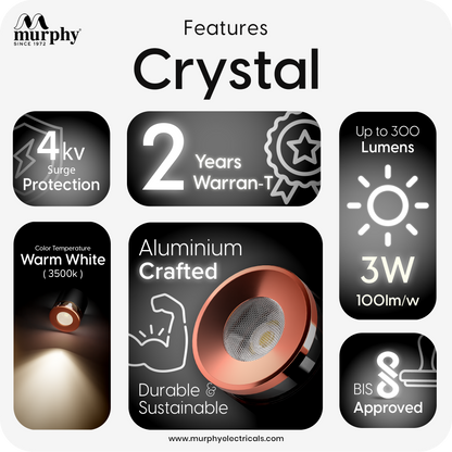 Murphy 3W Crystal Black Rose Gold Cylindrical COB Surface Light