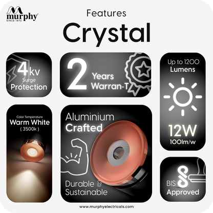 Murphy 12W Crystal Black Rose Gold Cylindrical COB Surface Light