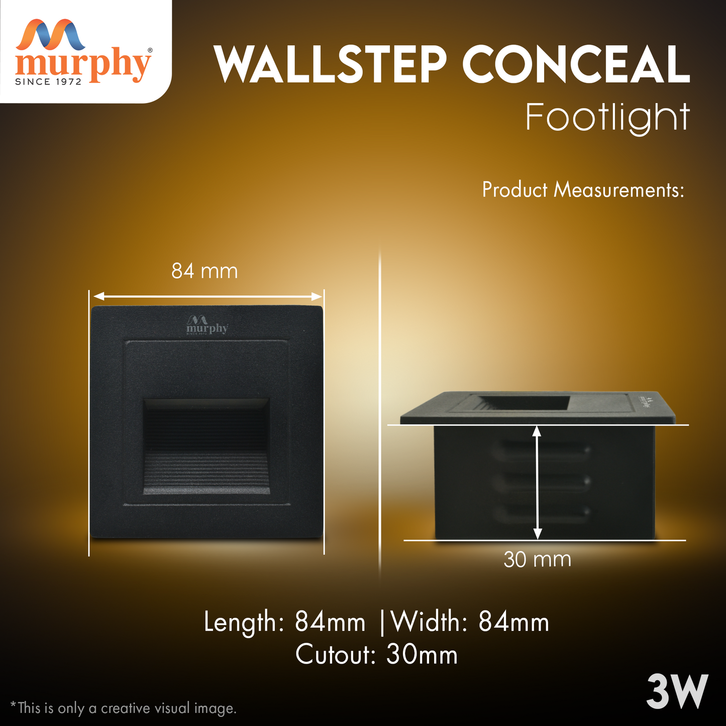 Murphy 3W LED Foot Wall Light - Recess-Black Body