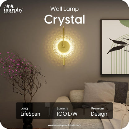 Murphy Prisma Crystal LED Wall Lamp| 3 Color Change | Diamond Cut Glass | 6W Aluminium Wall Light for Living Room, |BIS Approved | 2 Year Warranty